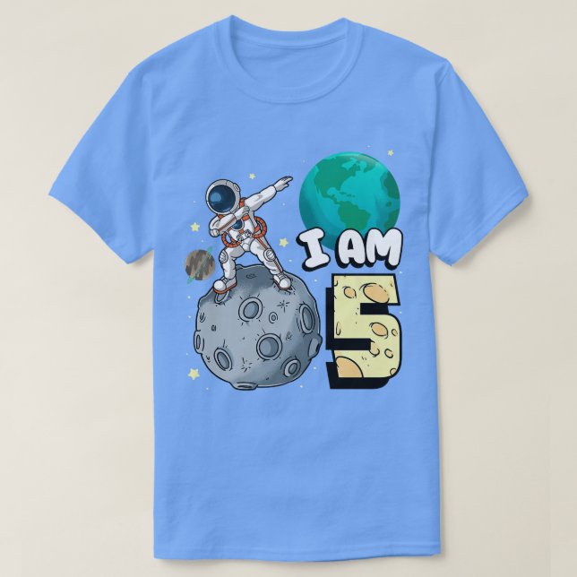 T-shirt Je suis 5 astronaute spatiale Kid Moon Walker 5e a (Design devant)