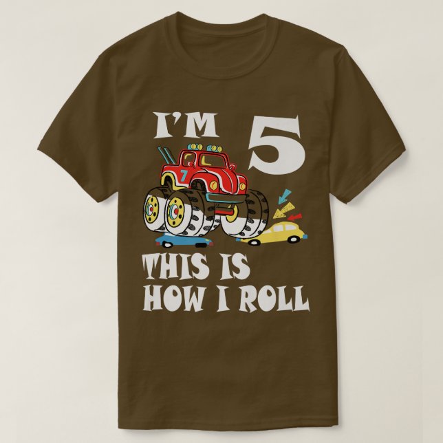 T-shirt Je suis 5 Voici comment je roule Monster Truck 5e  (Design devant)