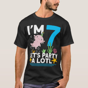 T-shirt Je suis 7 anniversaire de la fête Axolotl mignon 7