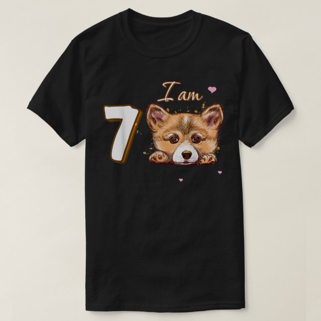 T-shirt Je suis 7 Corgi cadeau pour 7ème anniversaire cade (Design devant)