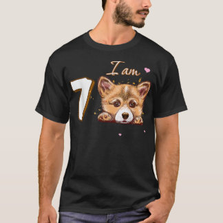 T-shirt Je suis 7 Corgi cadeau pour 7ème anniversaire cade