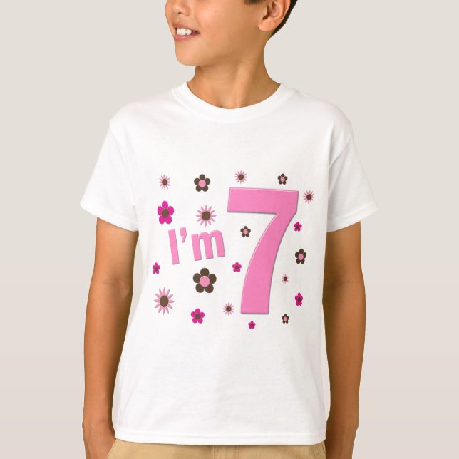 T-shirt Je suis 7 fleurs de rose et de brun (Devant)