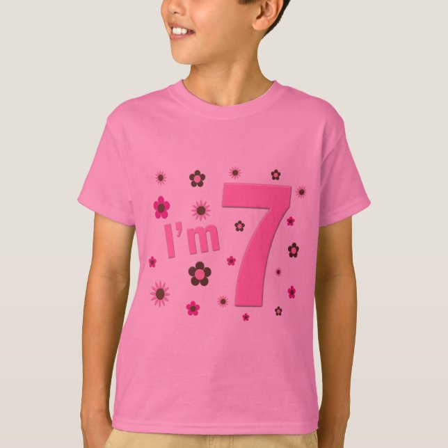 T-shirt Je suis 7 fleurs de rose et de brun (Devant)