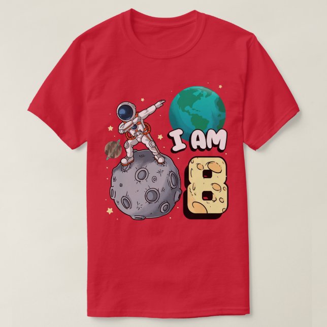T-shirt Je suis 8 astronaute spatiale Kid Moon Walker 8e a (Design devant)