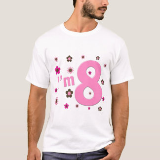 T-shirt Je suis 8 fleurs de rose et de brun