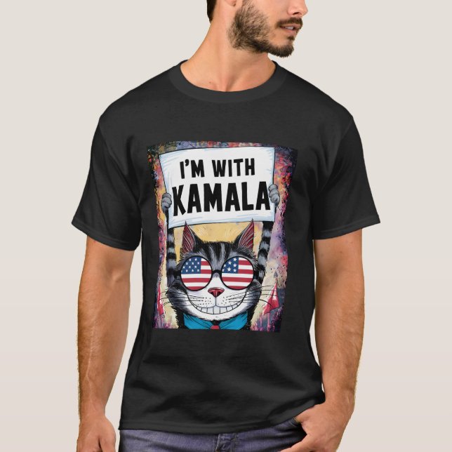 T-shirt Je suis avec Kamala Harris Walz 2024 Chat Ladies H (Devant)