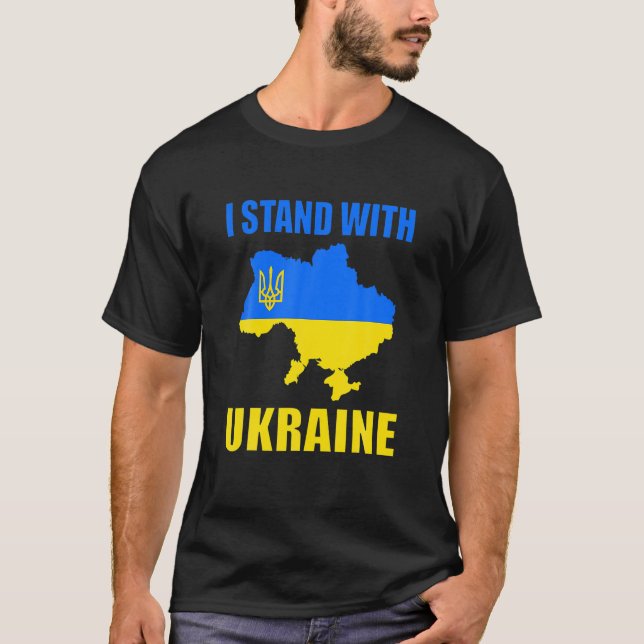 T-shirt Je Suis Avec La Carte De L'Ukraine Et Le Drapeau U (Devant)