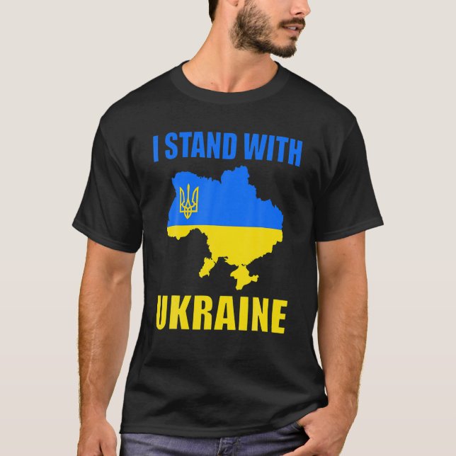 T-shirt Je Suis Avec La Carte De L'Ukraine Et Le Drapeau U (Devant)