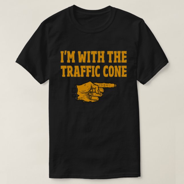 T-shirt Je suis avec la circulation Cone Funny Couple Hall (Design devant)