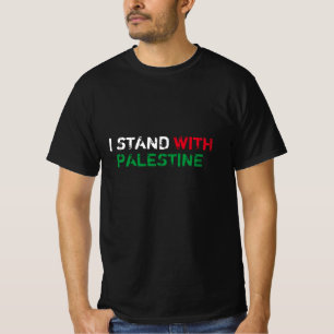 T-shirt Je suis avec la Palestine blanc rouge vert typogra