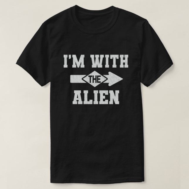 T-shirt Je suis avec l'Alien drôle couple costume d'Hallow (Design devant)