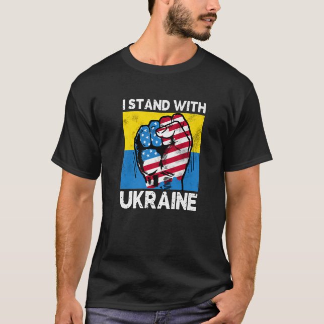 T-shirt Je Suis Avec Le Drapeau Ukrainien Ukrainien Améric (Devant)