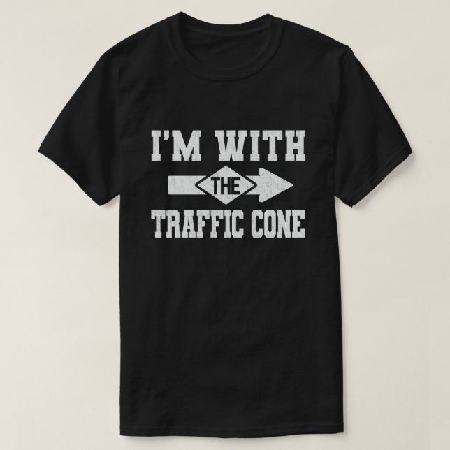 T-shirt Je suis avec le trafic cône drôle couple Halloween (Design devant)