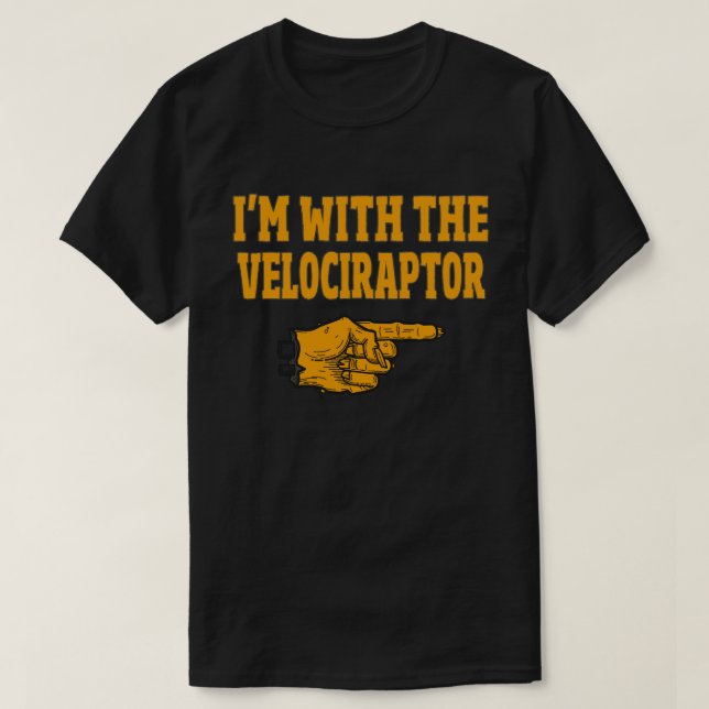 T-shirt Je suis avec le Velociraptor amusant jumeler Hallo (Design devant)