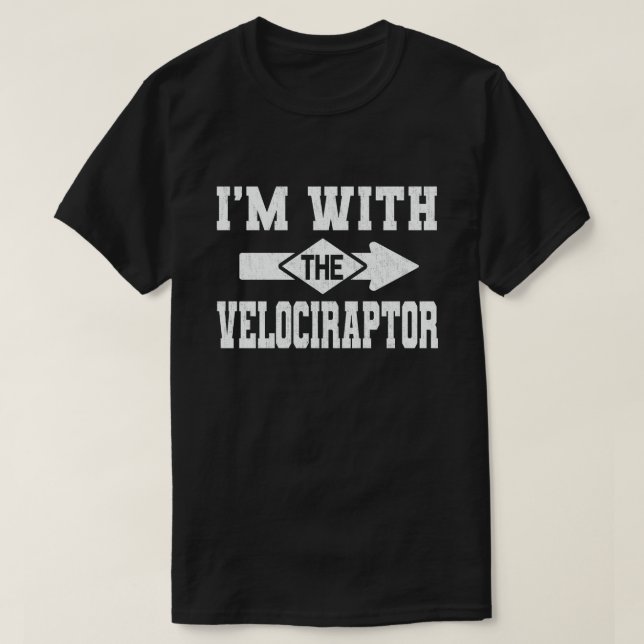 T-shirt Je suis avec le Velociraptor Funny Couple Hallowee (Design devant)