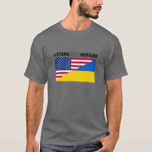 T-shirt Je Suis Avec L'Ukraine. Drapeau américain et ukrai