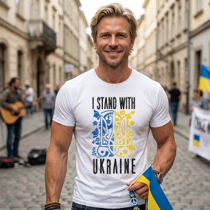 T-shirt Je suis avec l'Ukraine. Trident de l'Ukraine.