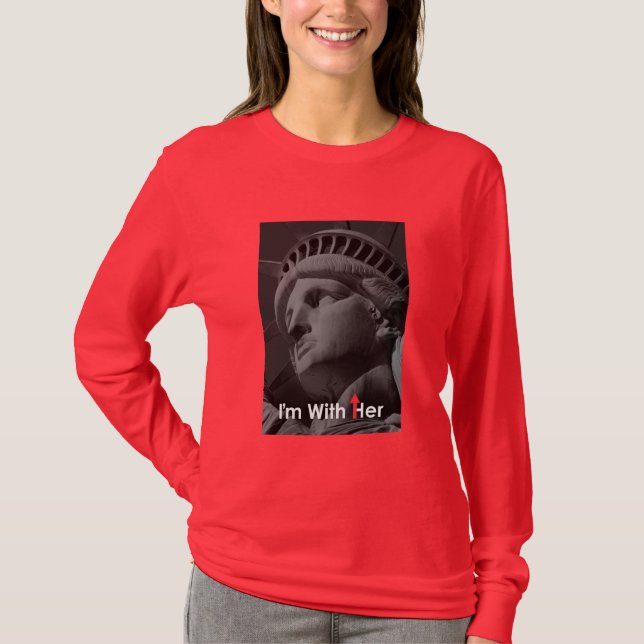 T-shirt Je suis avec sa statue de pièce en t de longsleeve (Devant)