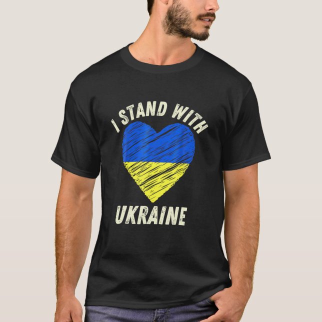 T-shirt Je Suis Avec U Kraine Femmes Hommes Enfants Ukrain (Devant)