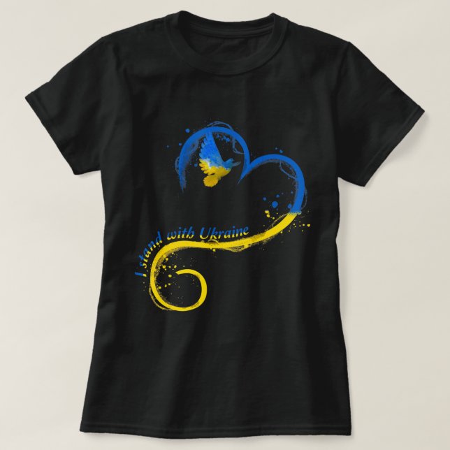 T-shirt Je suis avec Ukraine Dove Drapeau Paix Free Ukrain (Design devant)