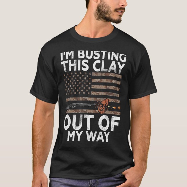 T-shirt Je suis Busting Clay US Drapeau - Sports Shooter & (Devant)
