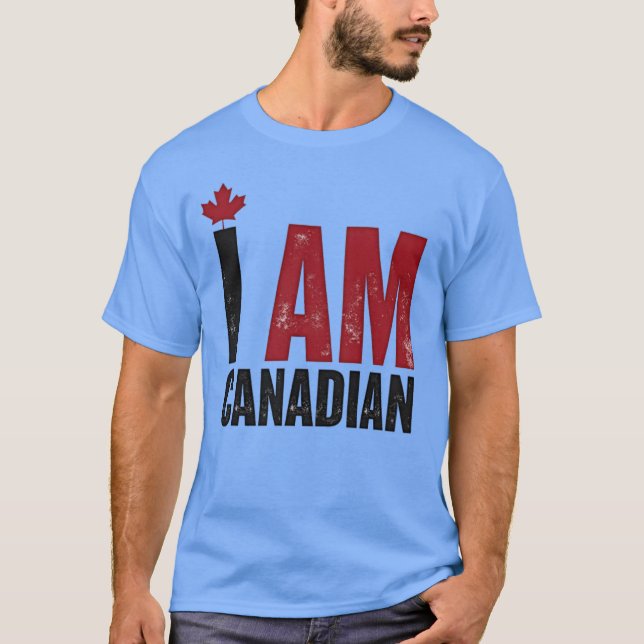 T-shirt Je suis Canadien - Déclaration patriotique et feui (Devant)