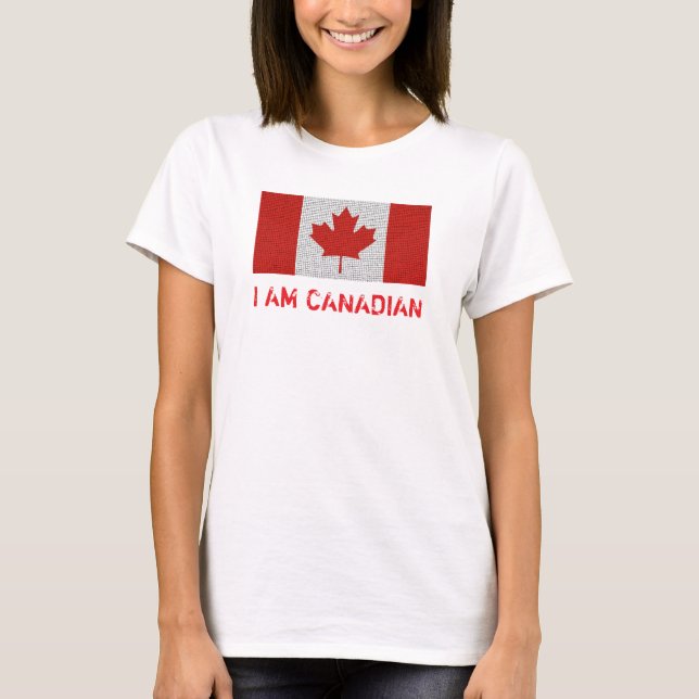 T-shirt JE SUIS CANADIEN Drapeau rouge et blanc (Devant)