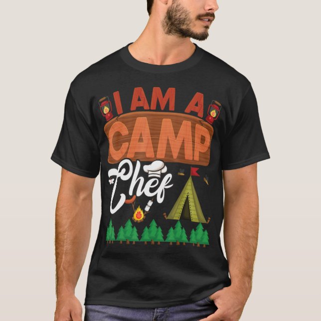 T-shirt Je Suis Chef De Camp Funny Camper Alimentation Cad (Devant)