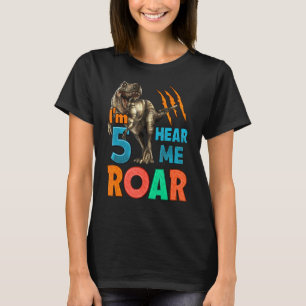 T-shirt Je suis cinq Entendez-moi Rar Dinosaur Anniversair