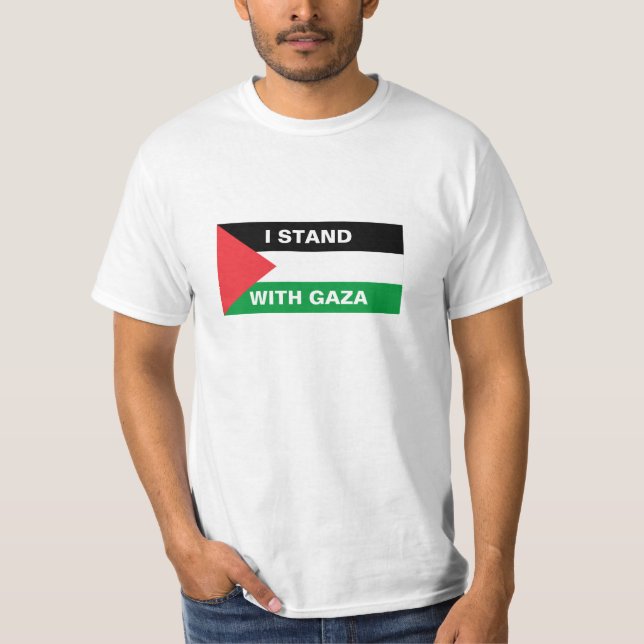 T-shirt Je suis debout avec Gaza texte personnalisé drapea (Devant)
