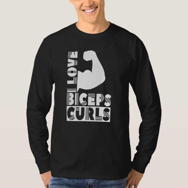 T-shirt Je suis des citations de curls de biceps d'amour M (Devant)