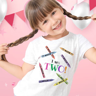 T-shirt Je suis deux enfants Crayon 2e fête d'anniversaire