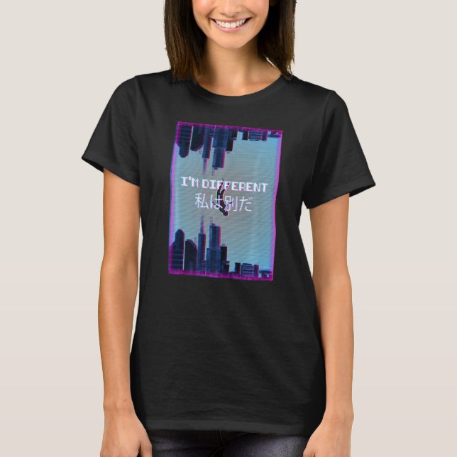 T-shirt Je suis différent Vaporwave esthétique 90's (Devant)