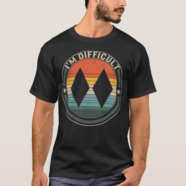 T-shirt Je suis difficile, Chemise double en diamant noir, (Devant)