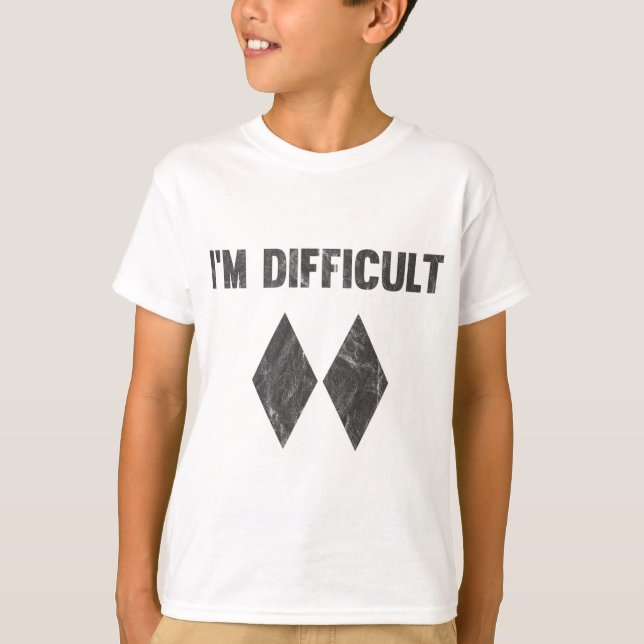 T-shirt Je suis difficile double diamant noir ski snowboar (Devant)