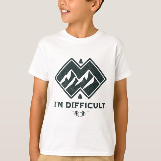 T-shirt Je suis difficile Double Diamants Noirs Drôle Ski  (Devant)
