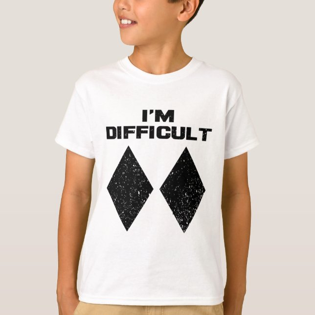 T-shirt Je suis difficile Funny Double Diamants Noirs Ski  (Devant)