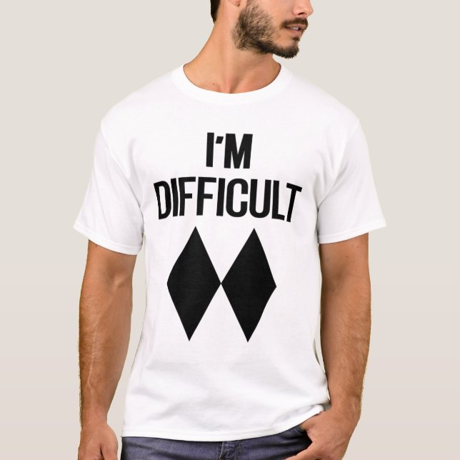 T-shirt Je suis difficile Funny Double Skii Black Diamonds (Devant)