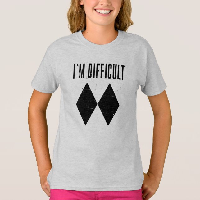 T-shirt Je suis difficile Ski Double Diamant Noir (Devant)