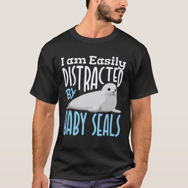 T-shirt Je suis facilement distrait par les phoques pour b (Devant)