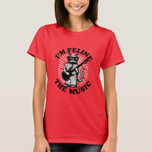 T-shirt Je suis Feline La Musique Chat Joueur de guitare