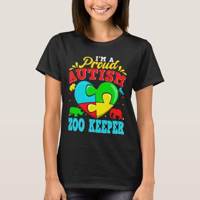 T-shirt Je Suis Fier Autisme Zoo Gardien Puzzle Coeur Auti (Devant)