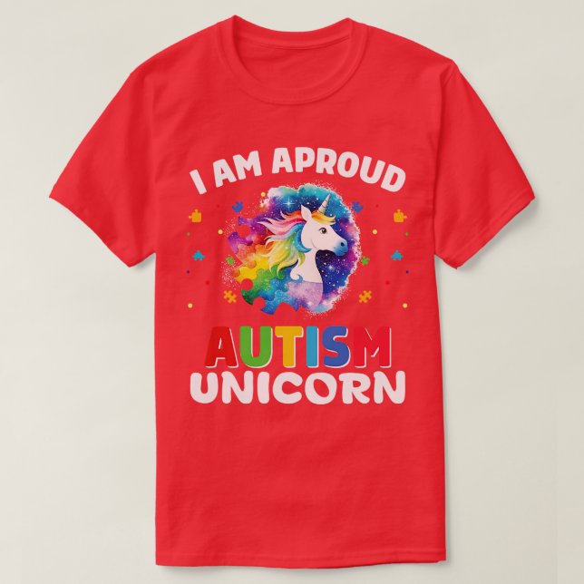 T-shirt je suis fière autisme licorne (Design devant)