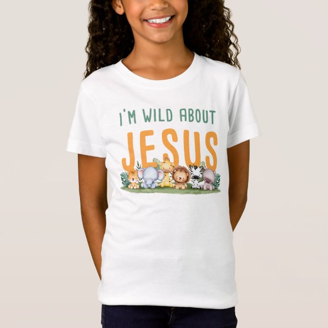 T-Shirt Je suis folle de Jésus Foi chrétienne des enfants  (Devant)