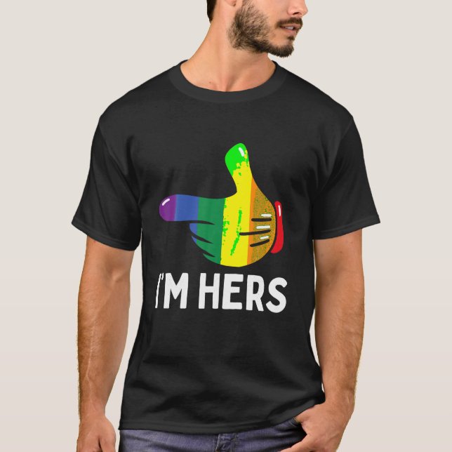 T-shirt Je suis Hers Rainbow Flag Lesbienne Pride (Devant)