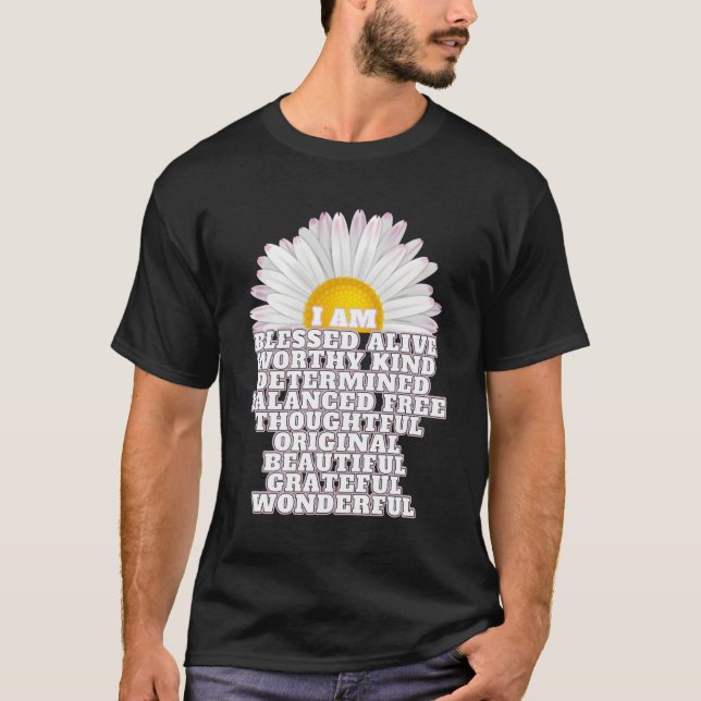 T-shirt Je Suis Heureux Bénie Fleur De Fleur De Faisée Pos (Devant)
