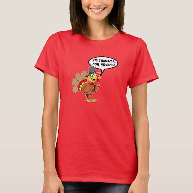 T-shirt Je suis heureux pour Vegans Turquie Cartoon (Devant)