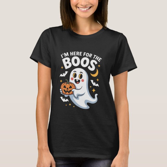 T-shirt Je suis ici pour les Boos - Drôle Halloween Design (Devant)