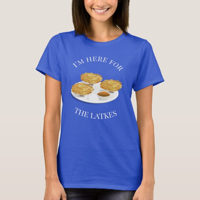 T-shirt Je suis ici pour les Latkes Cartoon Characters (Devant)