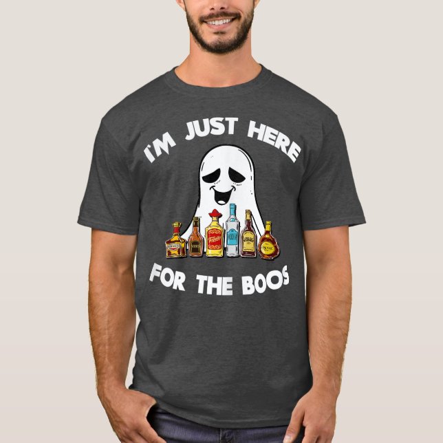 T-shirt Je Suis Juste Ici Pour Boos Halloween Boissons Biè (Devant)